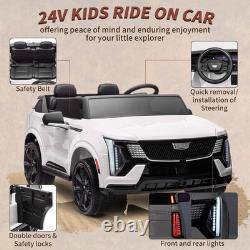 24V Licensed Cadillac Ride on Truck Car for Kids 2 Seater Electric Vehicle White