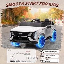 24V Licensed Cadillac Ride on Truck Car for Kids 2 Seater Electric Vehicle White