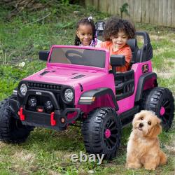 2 Seater Ride on Car Truck, 12V Kids Electric Ride on Toy for Big Kids Age 3-8 W