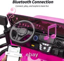 2 Seater Ride on Car Truck, 12V Kids Electric Ride on Toy for Big Kids Age 3-8 W
