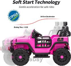 2 Seater Ride on Car Truck, 12V Kids Electric Ride on Toy for Big Kids Age 3-8 W