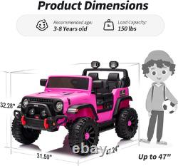 2 Seater Ride on Car Truck, 12V Kids Electric Ride on Toy for Big Kids Age 3-8 W