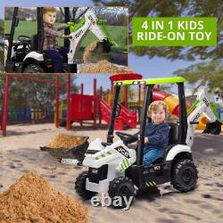 4 in 1 Ride On Toys Excavator & Bulldozer 12V Kids Electric Vehicle with Remot