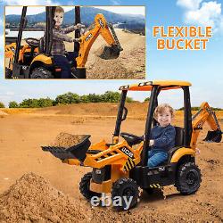 4 in 1 Ride on Excavator & Bulldozer 12V Kids Electric Vehicle Ride on Car Toy
