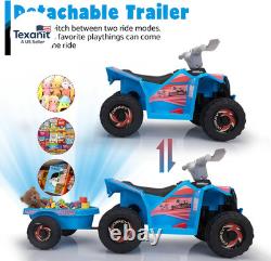 6V Electric Kids Ride on Toy Car with Trailer, Toddler 4 Wheeler Powered Vehicle