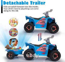 6V Electric Kids Ride on Toy Car with Trailer, Toddler 4 Wheeler Powered Vehicle