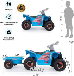 6V Electric Kids Ride on Toy Car with Trailer, Toddler 4 Wheeler Powered Vehicle
