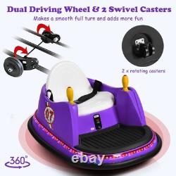 6V Vehicle 360° Spin Race Toy Kids Ride On Bumper Car with Remote Control Purple