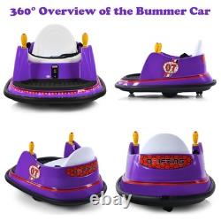 6V Vehicle 360° Spin Race Toy Kids Ride On Bumper Car with Remote Control Purple