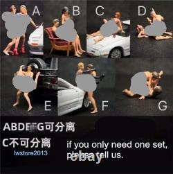 7 Set 1/64 Sexy Lovers Scene Props Miniatures Figures Model For Cars Vehicles