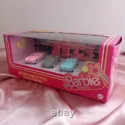 BARBIE MOVIE HOTWHEELS Corvette Convertible 4 Pack Set Die Cast Toy Cars 2023