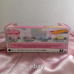 BARBIE MOVIE HOTWHEELS Corvette Convertible 4 Pack Set Die Cast Toy Cars 2023