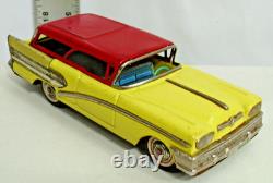 Bandai 1958 Buick Ranch Wagon Car Tin Friction Toy Japan In Yellow