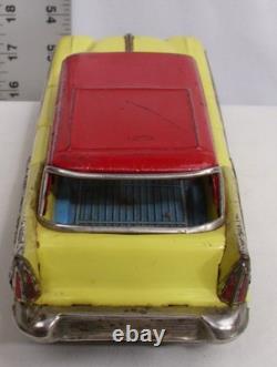 Bandai 1958 Buick Ranch Wagon Car Tin Friction Toy Japan In Yellow