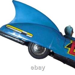 Batman Batmobile Car Tin Toy Aoshin Blue Vintage Showa Retro