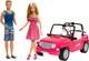 Beach Cruiser Vehicle With & Ken Fashion Dolls, Pink 2-seater Open Toy Car Ama