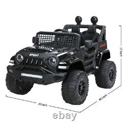 Black 12V Kids Car Power Wheels Ride-on Truck Vehicle withRemote Control LED Light