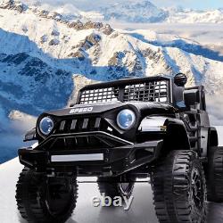 Black 12V Kids Car Power Wheels Ride-on Truck Vehicle withRemote Control LED Light