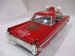 CADILLAC Fire Chiefs Car Battery Operated -Flashing Red Light-MIB-WORKS