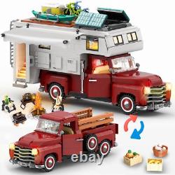 Car Building Block, 2-in-1 Camper Van Building and Farm Pickup Truck Building