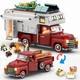 Car Building Block, 2-in-1 Camper Van Building And Farm Pickup Truck Building