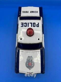 Chevrolet Police Highway Patrol Car Vintage 1960's Battery Tin Litho Japan WORKS