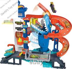 City Toy Car Track Set, Attacking Shark Escape Playset with 164 Scale Vehicle