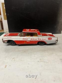 Coca-Cola Taiyo Japan Tin Friction Toy Car Ford Refresh With Zest 1960's