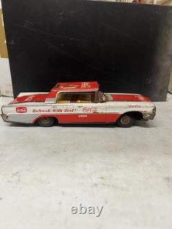 Coca-Cola Taiyo Japan Tin Friction Toy Car Ford Refresh With Zest 1960's