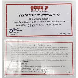 Code 3 Preserve the Honor San Diego Fire Department Pierce Rear Mount Ladder 28