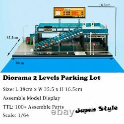 DIY Parking Lot Scenery Display for 1/64 Model Car 2 Levels Japan Theme Vehicle