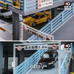 DIY Parking Lot Scenery Display for 1/64 Model Car 2 Levels Japan Theme Vehicle