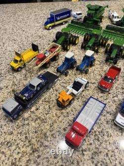 Diecast Toy Vehicle Lot Green Farm Tractors Combines Cars Trucks Trailers