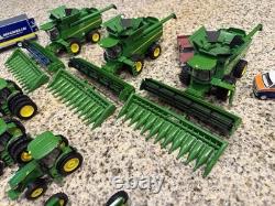 Diecast Toy Vehicle Lot Green Farm Tractors Combines Cars Trucks Trailers