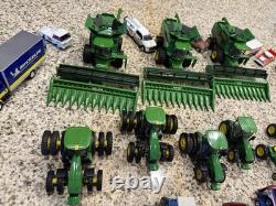 Diecast Toy Vehicle Lot Green Farm Tractors Combines Cars Trucks Trailers
