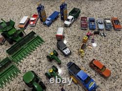 Diecast Toy Vehicle Lot Green Farm Tractors Combines Cars Trucks Trailers