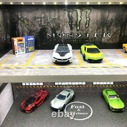 Diorama 1/64 Model Car LED Lighting Garage 3 Levels Parking Lot Vehicle Display