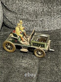Early Pre-1920 HESS JLH German Crank Friction Tin Car Toy