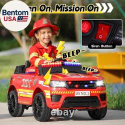 Fire Truck Ride on Car 12V Kids' Electric Vehicles with Bluetooth by