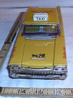 Ford Fairlane Yellow Cab Car Tin Friction Toy Japan Boxed