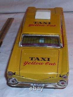 Ford Fairlane Yellow Cab Car Tin Friction Toy Japan Boxed