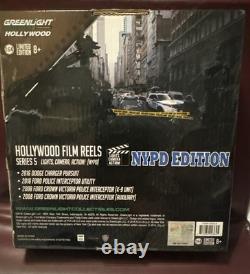 Greenlight Hot Pursuit NYPD Four-Car Pack Edition Film Reels with Chase Car (RARE)