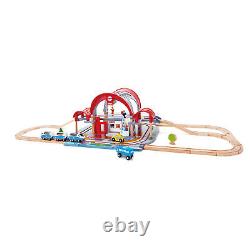 Hape Grand City Themed Magnetic Kids Play Freight Train Railway Station Toy Set