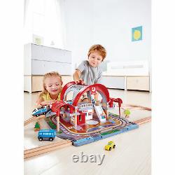 Hape Grand City Themed Magnetic Kids Play Freight Train Railway Station Toy Set