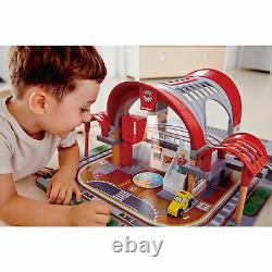 Hape Grand City Themed Magnetic Kids Play Freight Train Railway Station Toy Set