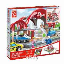 Hape Grand City Themed Magnetic Kids Play Freight Train Railway Station Toy Set