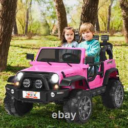 HoneyJoy 12V Kids Ride On Car 2 Seater Truck RC Electric Vehicle withStorage Pink