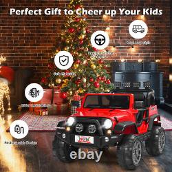 HoneyJoy 12V Kids Ride On Car 2 Seater Truck RC Electric Vehicle withStorage Red