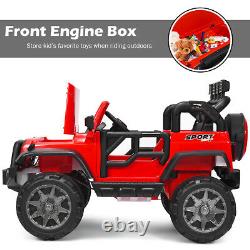 HoneyJoy 12V Kids Ride On Car 2 Seater Truck RC Electric Vehicle withStorage Red