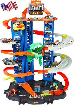 Hot Wheel Toy Car Track Set Ultimate Vehicle Garage T Rex Dinosaur 3 Ft Tall US